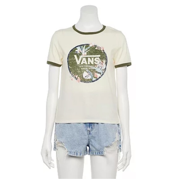 Vans Tops - 💛Vans Tshirt unisex - Small - Worn Once - Army green - Hawaiian theme - Comfy
